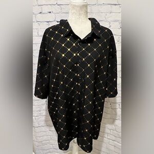 Drill Clothing Co. Button Front Black & Gold Size 4X Short Sleeve Shirt